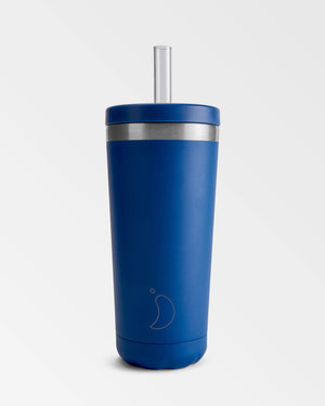 Blue Straw Coffee Cup