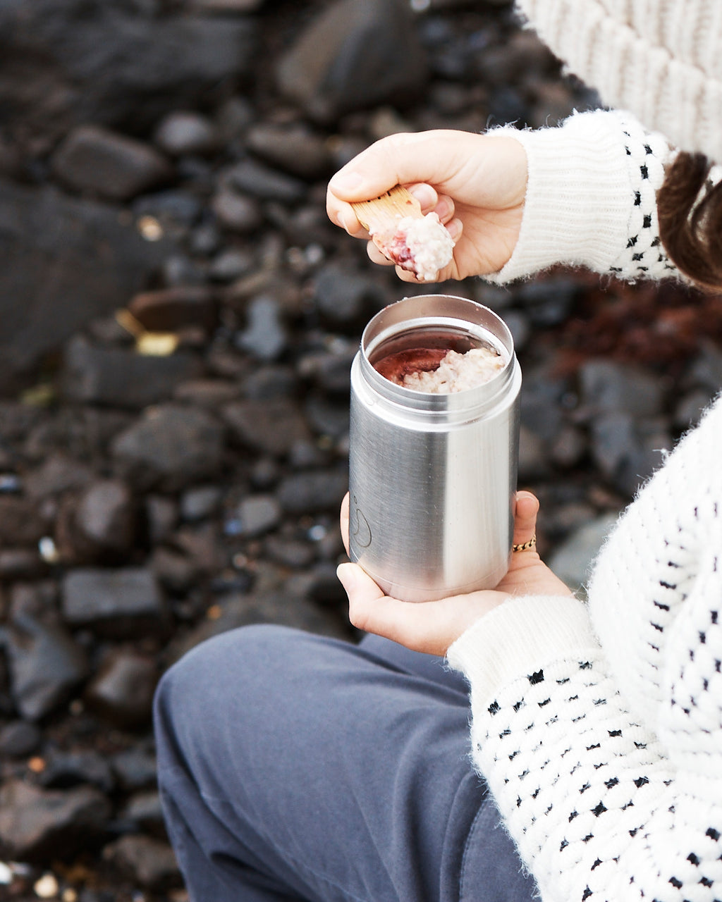 Mono Light Grey Food Pot